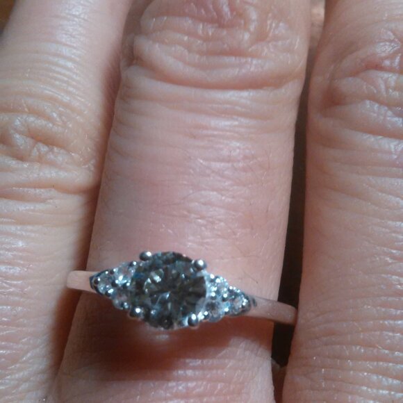 Lab Created White Sapphire Sterling Silver Radiant Promise Ring (Size 9) - Picture 12 of 16